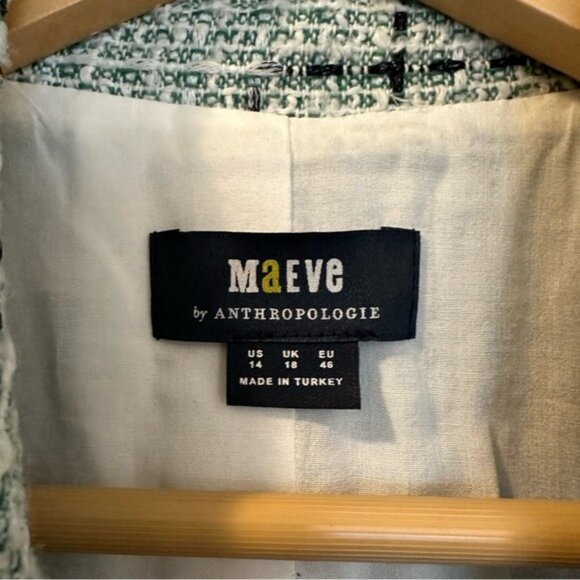 Anthropologie Maeve Tweed Vest Green with Black Plaid Pattern Size 14 - Picture 8 of 11